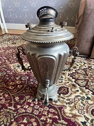 Antik metal samovar - Material: ağır döküm/metal gövdə, dekorativ