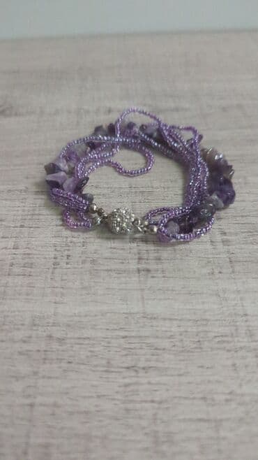 бусы из натурального камня: Yaponiyadan alınıb. Bənövşəyi rəngdə çoxlaylı bilərzik, kiçik — 1