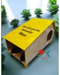 домик для кошек: Taxta pişik evi – “Burada yerim rahatdır” yazılı - Material — 16