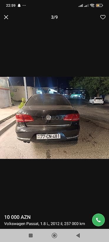 Nəqliyyat: Volkswagen Passat: 1.8 l | 2012 il Sedan — 4