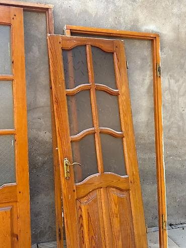 sam agaclari: Şüşəli taxta qapılar dəsti - Material: təbii ağac (şam tonunda) — 2