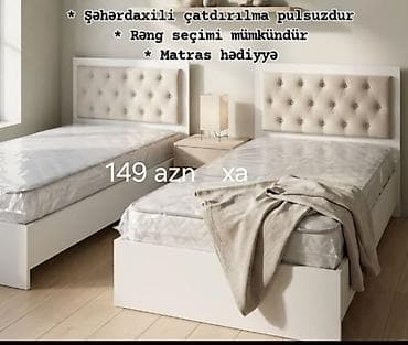 Mebel dəsti – yumşaq kapitone başlıqlı tək nəfərlik çarpayılar -