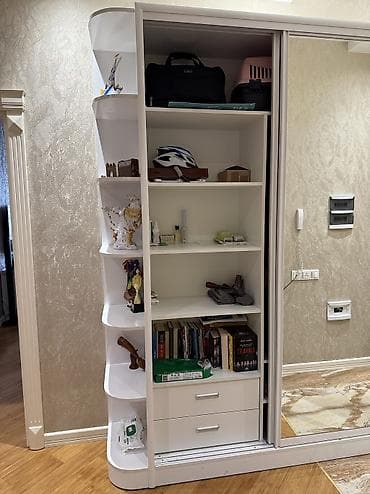 tək dolablar: İşlənmiş, 3 qapılı, Təkərli, Ağ, Digər material, Kupe, Künc dolab — 2