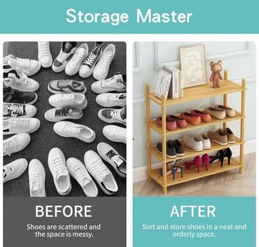 вешалка для одежды баку: Ayaqqabi rəf Bambuk matrial 4 mərtəbə Hündürlük:67 sm Uzunluk: 63 sm — 3