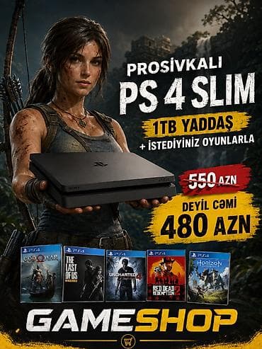Elektronika: PS4 Slim – prosivkali versiya, 1 TB yaddaşla. İstədiyiniz oyunlarla — 1