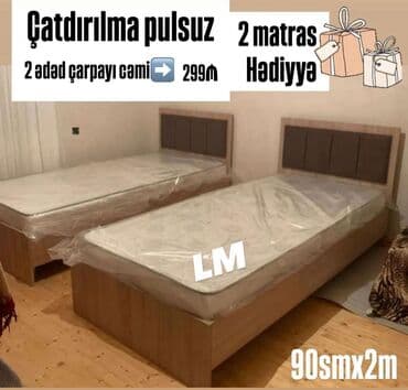 2 nəfərlik taxt döşəyi: Yeni, Təknəfərlik çarpayı, Bazasız, Matras ilə, Siyirməsiz — 1