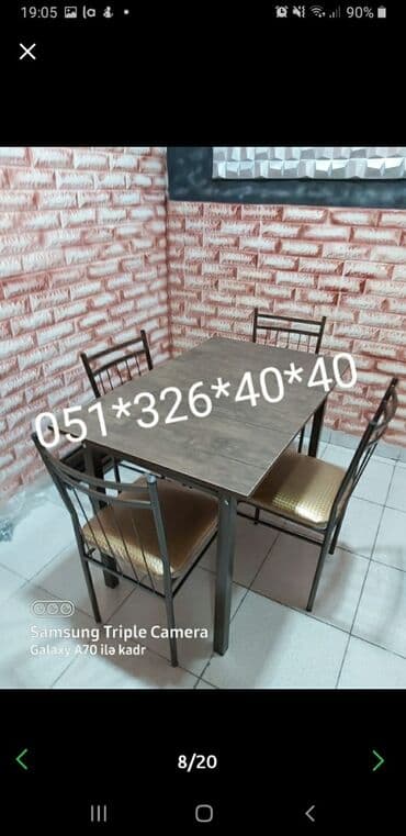 Masa və oturacaq dəstləri: Qonaq otağı üçün, Yeni, Açılan, Dördbucaq masa, 1 stul — 9