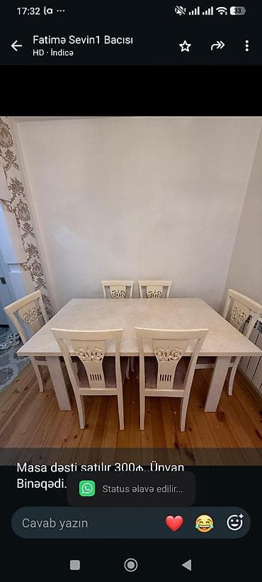 Masa dəsti satılır 300₼. Ünvan Binəqədi. 6422. Fatimə99 lalafo.az -da Masa dəsti satılır 300₼. Ünvan Binəqədi. 6422. Fatimə99