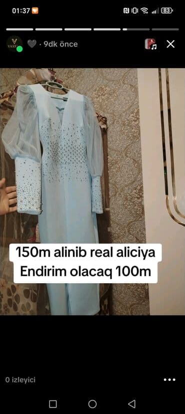 Zərif açıq mavi rəngdə ziyafət/libas. - Uzun model, V-yaxa. - lalafo.az -da Zərif açıq mavi rəngdə ziyafət/libas. - Uzun model, V-yaxa. -