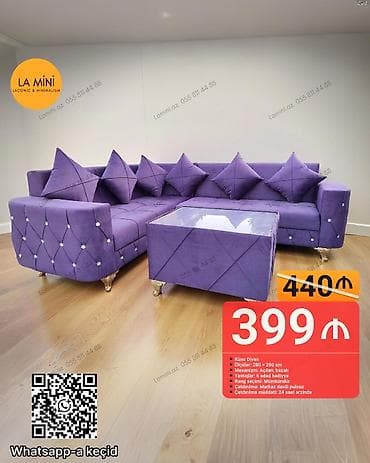 divalar: Bənövşəyi rəngdə künc divan dəsti - Model: Künc divan - Ölçülər: 280 — 1