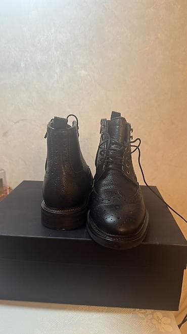 botinki: Kişi üçün Massimo Dutti qara dəri broqri (wingtip) çəkmələr Yenidi — 2