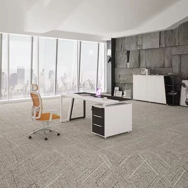 diana heykeli: Müasir ofis mebel dəsti - L‑şəkilli iş masası: Ağ karkaslı, qara — 1