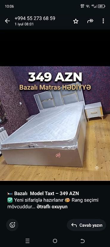 tap.az saatli: Yeni, İkinəfərlik çarpayı, Bazalı, Matras ilə — 2