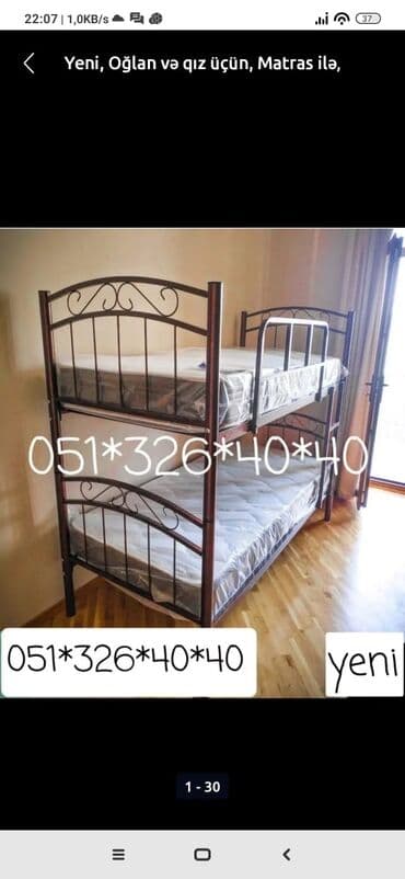 tek çarpayı: Qız üçün, Yeni, Çarpayı, Matras ilə, Siyirməsiz — 7