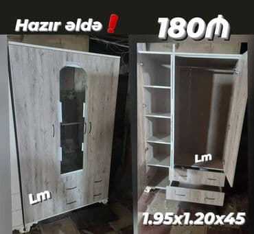 laminat qiyməti: Yeni, Açılan, 3 qapılı Düz dolab, Dolab-asılqan, Azərbaycan — 4