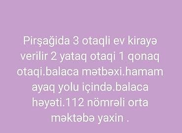 pirsagida heyet evleri kiraye: 1 kv. m, 3 otaqlı, Kombi — 1