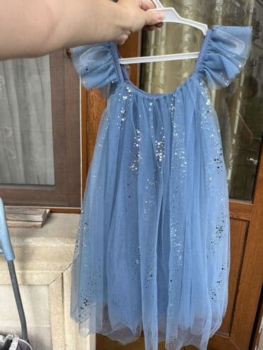 tikdirmek ucun don modeli: Uşaq paltarı – mavi rəngdə, tüllü və parıltılı dizayn Cemi bir defe — 1