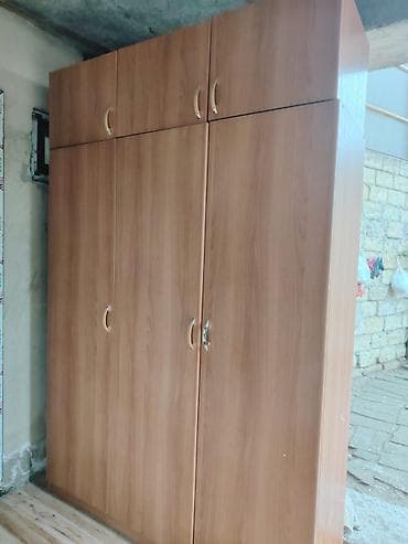 6 qapı, Qəhvəyi, Taxta, Açılan, Düz dolab