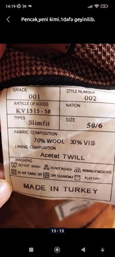 qara pencek: Mustafa Tayat brendinə məxsus, qəhvəyi rəngdə, damalı klassik kişi — 5