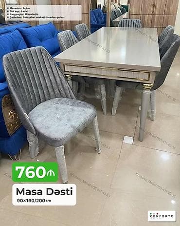 kohnə stul: Masa Dəsti – 90×160/200 sm - Açılan mexanizmli yemək masası: kompakt — 1