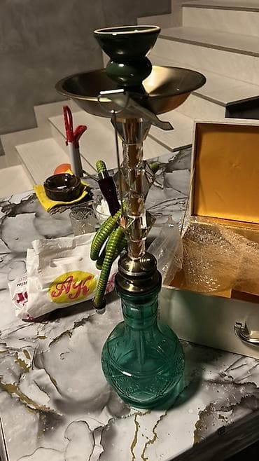 alpha qelyan: Nargilə dəsti - Klassik üslubda nargilə: yaşıl rəngli, naxışlı qalın — 2