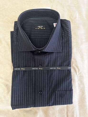 boyuk beden koynek: Sabri Özel “Luxury” kişi köynəyi - Rəng: tünd göy/qartma ilə nazik — 1