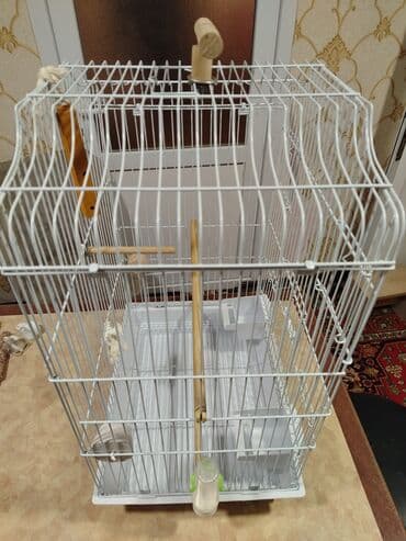 qəfəsi: Quş qəfəsi – geniş və funksional model - Rəng: ağ metal karkas, ağ — 5