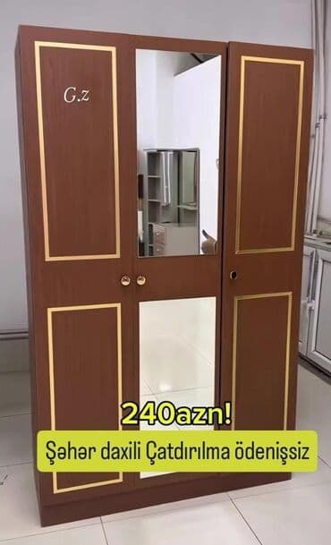Dolablar: Yeni, Açılan, 3 qapılı Düz dolab, Qarderob, paltar dolabı — 2
