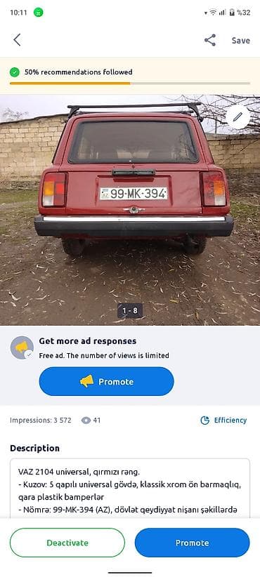 ford transit kreditle satisi: VAZ 2104, universal, qırmızı rəng. - Kuzov: 5 qapılı universal gövdə — 2