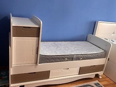 bağça mebel: Oğlan və qız üçün, İşlənmiş, Çarpayı, Matras ilə — 3