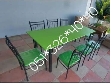 Masa və oturacaq dəstləri: Qonaq otağı üçün, Yeni, Açılan, Dördbucaq masa, 6 stul — 21