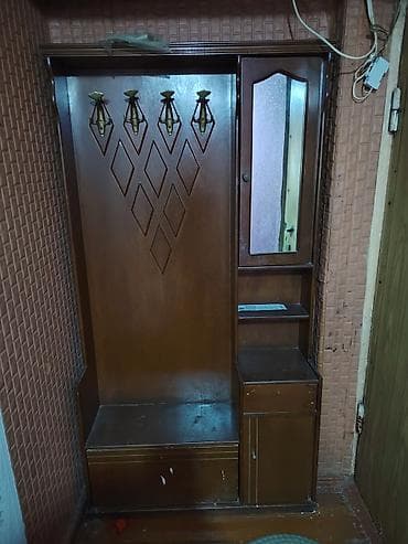 gencede qapi: 1 qapı, Güzgülü, Qəhvəyi, Digər material, Açılan, Düz dolab — 1