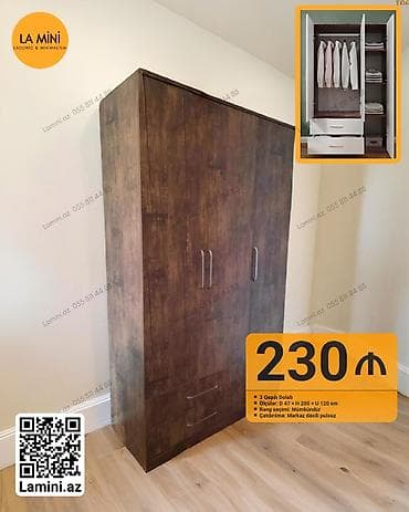 3 qapılı, Siyirməli, Qəhvəyi, Açılan, Düz dolab — 1