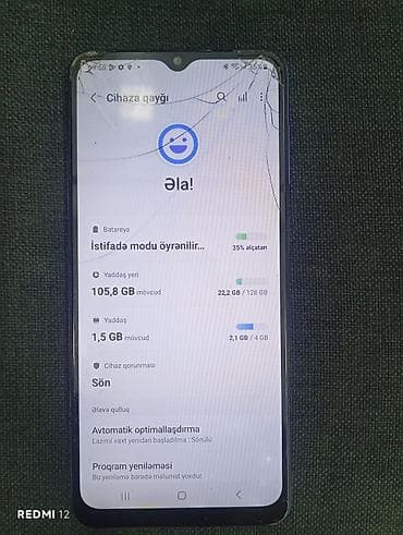 Samsung Galaxy A12, 128 GB, rəng - Mavi, Qırıq