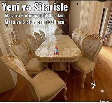 Oval masa, Qonaq otağı üçün, 6 nəfər, Açılmayan