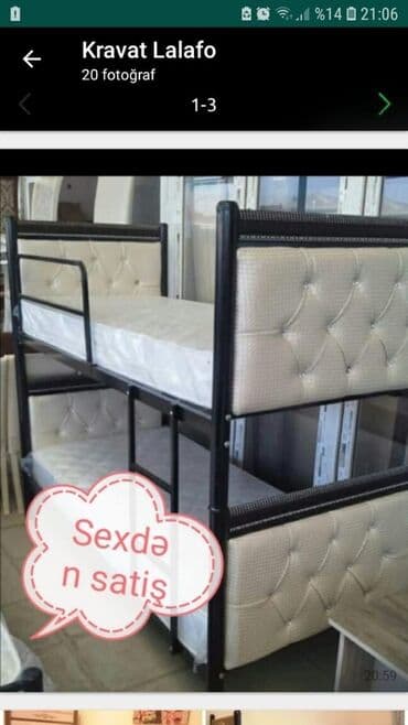 темир краватлар: Новый, Двуспальная кровать, Без подьемного механизма, Без матраса, Без выдвижных ящиков, Азербайджан — 22
