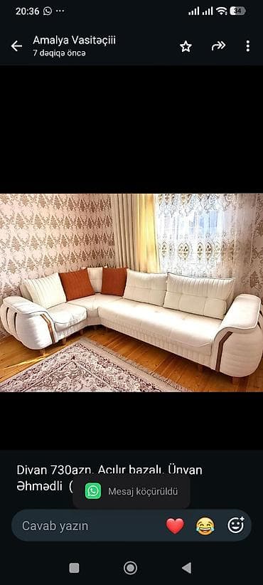 Divan 730azn. Açılır bazalı. Ünvan Əhmədli (6802) aml