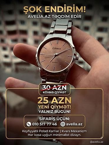 gun eynəyi: Yeni, Qol saatı, Curren, rəng - Gümüşü — 3