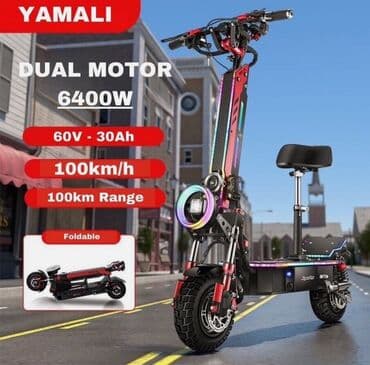 Elektrikli skuter Texniki xüsusiyyətlər: - İkili motor: 6400W ümumi