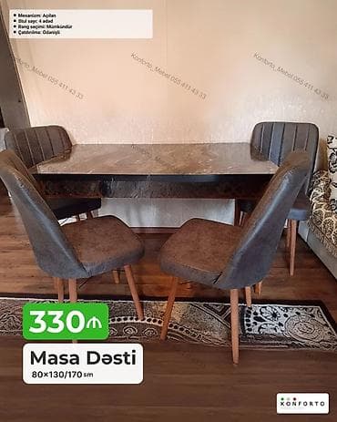 perla stul: Masa Dəsti - Masa ölçüsü: 80×130/170 sm (açılan mexanizmli – uzadıla — 1
