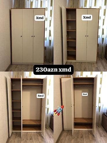 3 qapılı, Bej, Açılan, Düz dolab