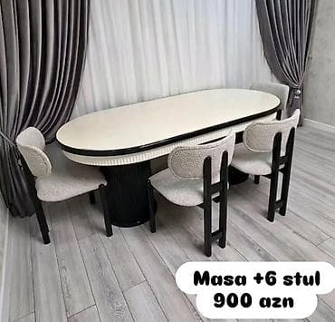 Для гостиной, Новый, Нераскладной, Овальный стол, 6 стульев — 1