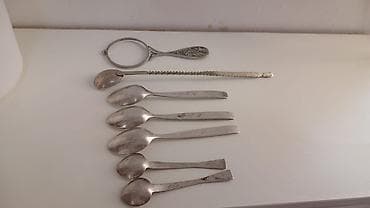 qaşıq: Kolleksiya üçün köhnə metal mətbəx əşyaları dəsti - 6 ədəd kiçik — 1
