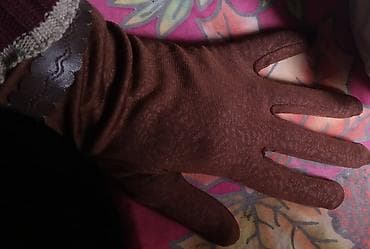 женские кожанные перчатки: Qadınlar üçün nazik krujeva və parça əlcək - Rəng: tünd qəhvəyi — 4