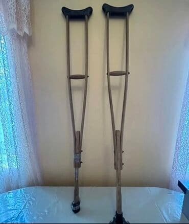 ayaq agrisi: Taxta qoltuqaltı əsalar (cüt) - Material: möhkəm taxta gövdə - Üst — 2