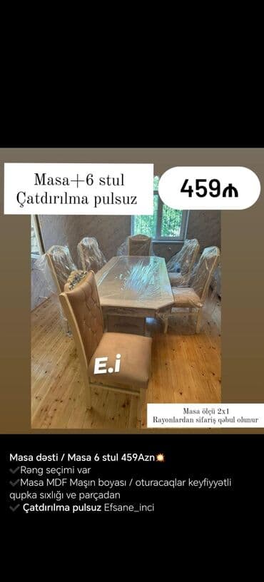 mdf material: MDF materialdan hazırlanmış, maşın boyası ilə rənglənmiş masa dəsti — 5