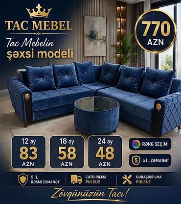 kunc divan uzlukleri: Tac Mebel künc divanları – şəxsi modellər - Elegant dizaynlı L — 1