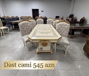 stul desti: Qonaq otağı üçün, Açılmayan, Dördbucaq masa, 6 stul — 1