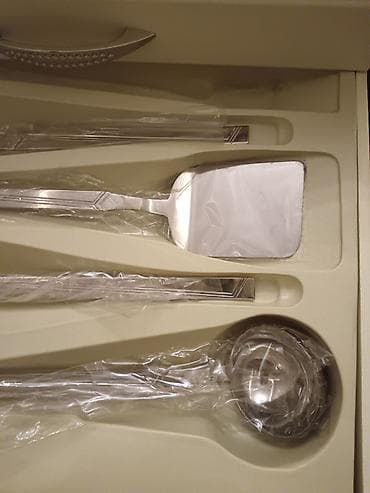 tort ucun sekiller: Paslanmayan poladdan geniş məişət çəngəl-bıçaq/qaşıq dəsti - Klassik — 3