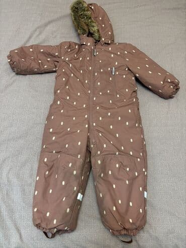 sukeçirməz uşaq şalvarları: Uşaq üçün qış kombinezonu 3-4 yash - Rəng: tünd boz‑çəhrayı — 1